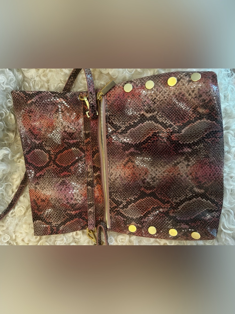 Limited edition Hammitt Snake Print Leather crossbody purse in Brown/Red - Picture 8 of 8